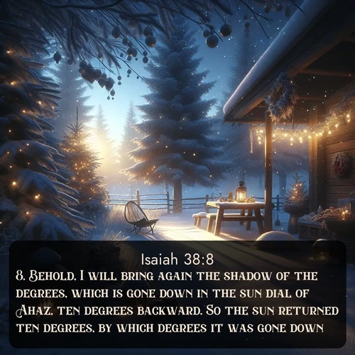 citation biblique : 8. Behold, I will bring again the shadow of the degrees, which is gone down in the sun dial of Ahaz, ten degrees backward. So the sun returned ten degrees, by which degrees it was gone down.
 sur fond image nature