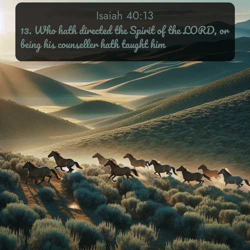 citation biblique : 13. Who hath directed the Spirit of the LORD, or being his counseller hath taught him?
 sur fond image nature