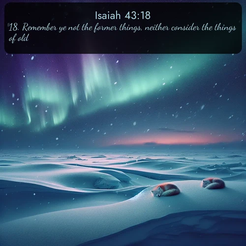 citation biblique : 18. Remember ye not the former things, neither consider the things of old.
 sur fond image nature