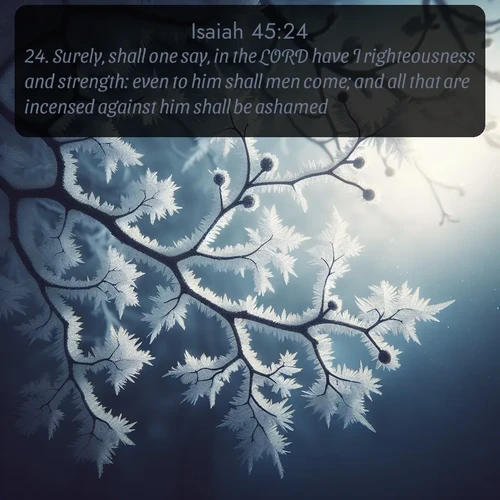 citation biblique : 24. Surely, shall one say, in the LORD have I righteousness and strength: even to him shall men come; and all that are incensed against him shall be ashamed.
 sur fond image nature