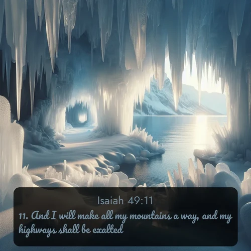 citation biblique : 11. And I will make all my mountains a way, and my highways shall be exalted.
 sur fond image nature