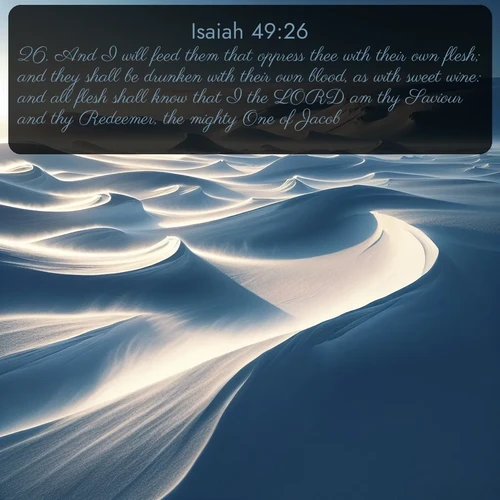 citation biblique : 26. And I will feed them that oppress thee with their own flesh; and they shall be drunken with their own blood, as with sweet wine: and all flesh shall know that I the LORD am thy Saviour and thy Redeemer, the mighty One of Jacob.
 sur fond image nature