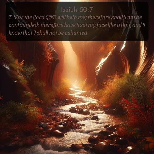 citation biblique : 7. For the Lord GOD will help me; therefore shall I not be confounded: therefore have I set my face like a flint, and I know that I shall not be ashamed.
 sur fond image nature
