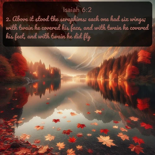 citation biblique : 2. Above it stood the seraphims: each one had six wings; with twain he covered his face, and with twain he covered his feet, and with twain he did fly.
 sur fond image nature