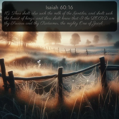 citation biblique : 16. Thou shalt also suck the milk of the Gentiles, and shalt suck the breast of kings: and thou shalt know that I the LORD am thy Saviour and thy Redeemer, the mighty One of Jacob.
 sur fond image nature