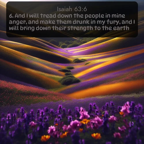 citation biblique : 6. And I will tread down the people in mine anger, and make them drunk in my fury, and I will bring down their strength to the earth.
 sur fond image nature