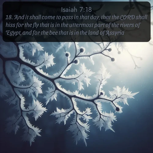 citation biblique : 18. And it shall come to pass in that day, that the LORD shall hiss for the fly that is in the uttermost part of the rivers of Egypt, and for the bee that is in the land of Assyria.
 sur fond image nature