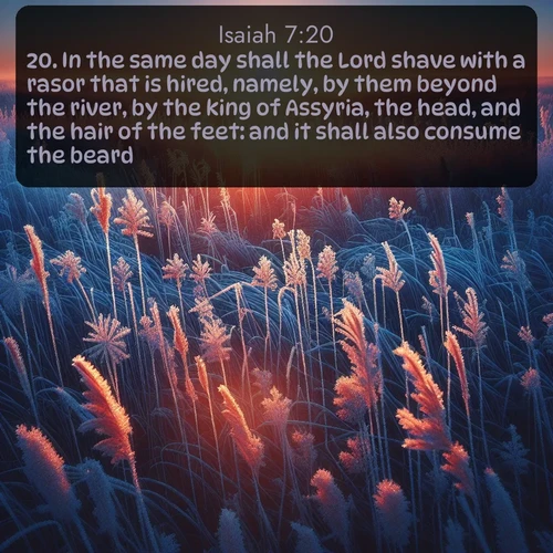 citation biblique : 20. In the same day shall the Lord shave with a rasor that is hired, namely, by them beyond the river, by the king of Assyria, the head, and the hair of the feet: and it shall also consume the beard.
 sur fond image nature