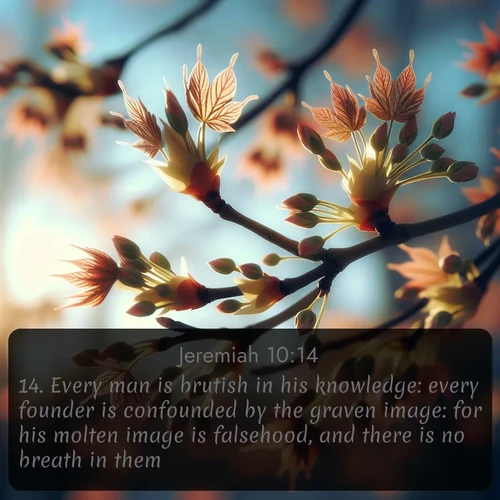 citation biblique : 14. Every man is brutish in his knowledge: every founder is confounded by the graven image: for his molten image is falsehood, and there is no breath in them.
 sur fond image nature