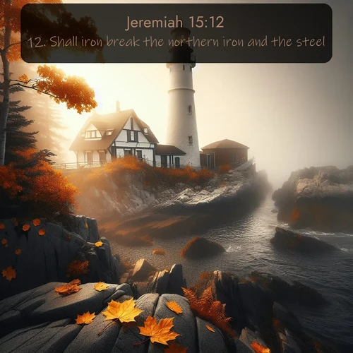 citation biblique : 12. Shall iron break the northern iron and the steel?
 sur fond image nature