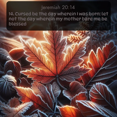 citation biblique : 14. Cursed be the day wherein I was born: let not the day wherein my mother bare me be blessed.
 sur fond image nature
