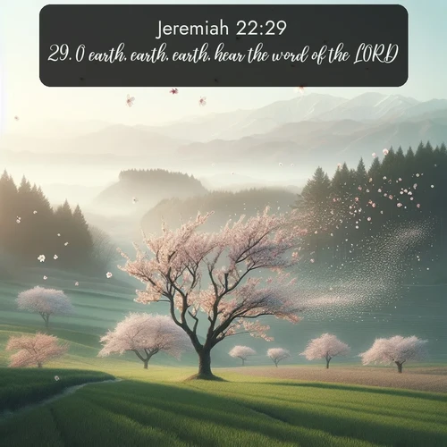 citation biblique : 29. O earth, earth, earth, hear the word of the LORD.
 sur fond image nature