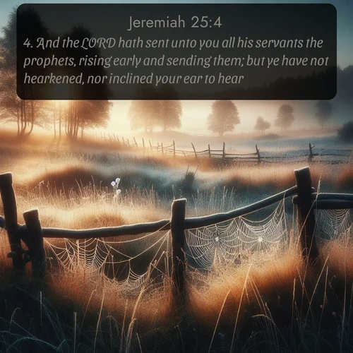 citation biblique : 4. And the LORD hath sent unto you all his servants the prophets, rising early and sending them; but ye have not hearkened, nor inclined your ear to hear.
 sur fond image nature