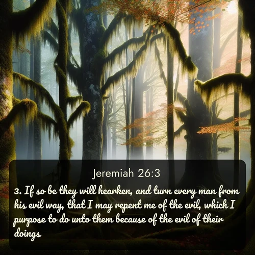 citation biblique : 3. If so be they will hearken, and turn every man from his evil way, that I may repent me of the evil, which I purpose to do unto them because of the evil of their doings.
 sur fond image nature