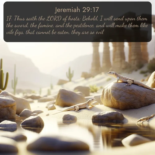 citation biblique : 17. Thus saith the LORD of hosts; Behold, I will send upon them the sword, the famine, and the pestilence, and will make them like vile figs, that cannot be eaten, they are so evil.
 sur fond image nature