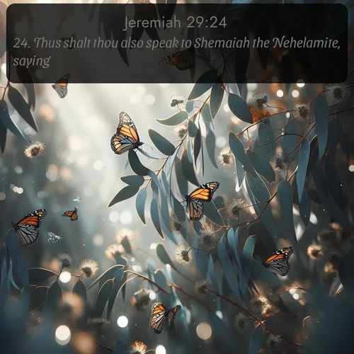 citation biblique : 24. Thus shalt thou also speak to Shemaiah the Nehelamite, saying,
 sur fond image nature