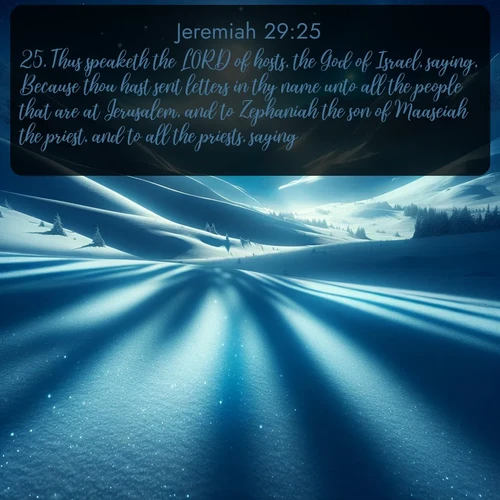 citation biblique : 25. Thus speaketh the LORD of hosts, the God of Israel, saying, Because thou hast sent letters in thy name unto all the people that are at Jerusalem, and to Zephaniah the son of Maaseiah the priest, and to all the priests, saying,
 sur fond image nature