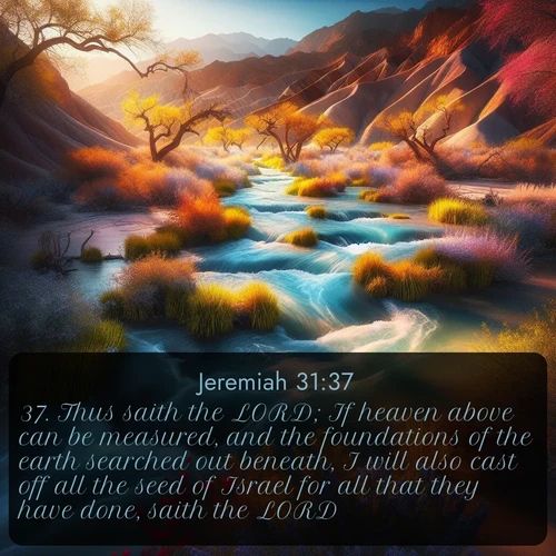 citation biblique : 37. Thus saith the LORD; If heaven above can be measured, and the foundations of the earth searched out beneath, I will also cast off all the seed of Israel for all that they have done, saith the LORD.
 sur fond image nature