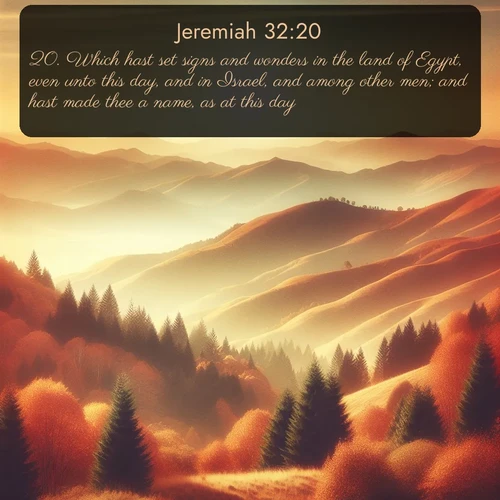 citation biblique : 20. Which hast set signs and wonders in the land of Egypt, even unto this day, and in Israel, and among other men; and hast made thee a name, as at this day;
 sur fond image nature