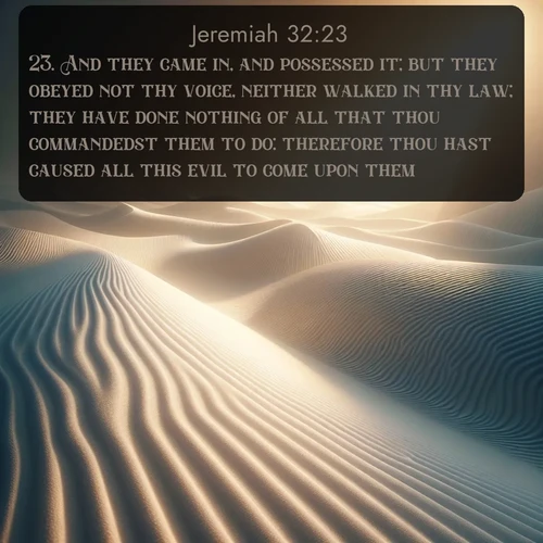citation biblique : 23. And they came in, and possessed it; but they obeyed not thy voice, neither walked in thy law; they have done nothing of all that thou commandedst them to do: therefore thou hast caused all this evil to come upon them:
 sur fond image nature