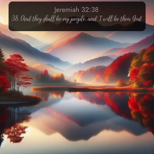 citation biblique : 38. And they shall be my people, and I will be their God:
 sur fond image nature