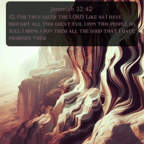 citation biblique : 42. For thus saith the LORD; Like as I have brought all this great evil upon this people, so will I bring upon them all the good that I have promised them.
 sur fond image nature