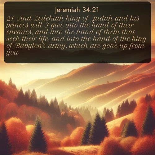 citation biblique : 21. And Zedekiah king of Judah and his princes will I give into the hand of their enemies, and into the hand of them that seek their life, and into the hand of the king of Babylon&#039;s army, which are gone up from you.
 sur fond image nature