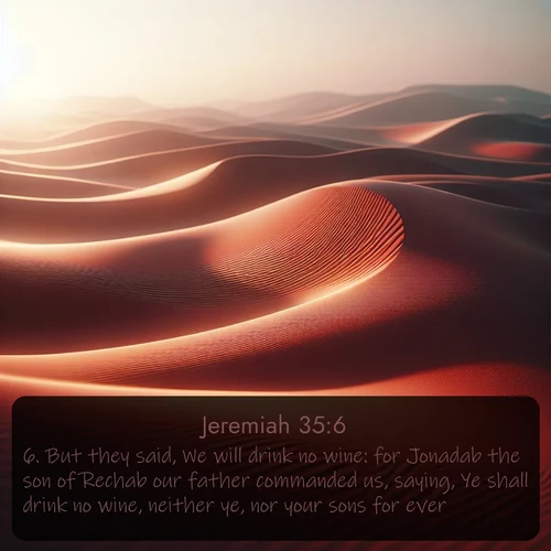 citation biblique : 6. But they said, We will drink no wine: for Jonadab the son of Rechab our father commanded us, saying, Ye shall drink no wine, neither ye, nor your sons for ever:
 sur fond image nature