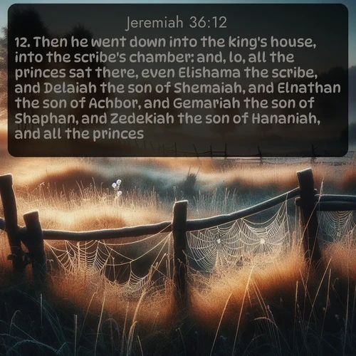 citation biblique : 12. Then he went down into the king&#039;s house, into the scribe&#039;s chamber: and, lo, all the princes sat there, even Elishama the scribe, and Delaiah the son of Shemaiah, and Elnathan the son of Achbor, and Gemariah the son of Shaphan, and Zedekiah the son of Hananiah, and all the princes.
 sur fond image nature