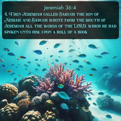 citation biblique : 4. Then Jeremiah called Baruch the son of Neriah: and Baruch wrote from the mouth of Jeremiah all the words of the LORD, which he had spoken unto him, upon a roll of a book.
 sur fond image nature