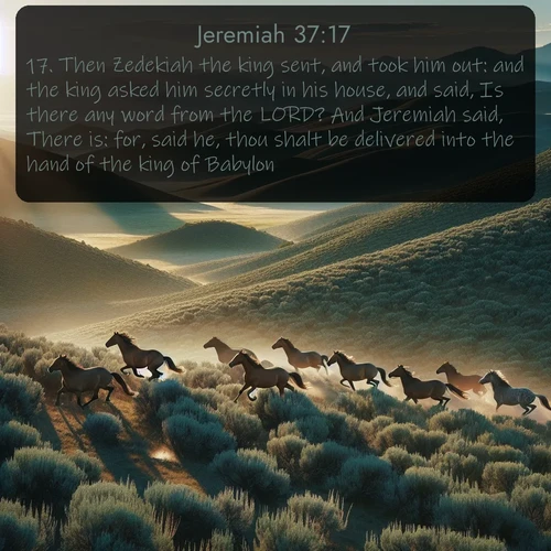 citation biblique : 17. Then Zedekiah the king sent, and took him out: and the king asked him secretly in his house, and said, Is there any word from the LORD? And Jeremiah said, There is: for, said he, thou shalt be delivered into the hand of the king of Babylon.
 sur fond image nature
