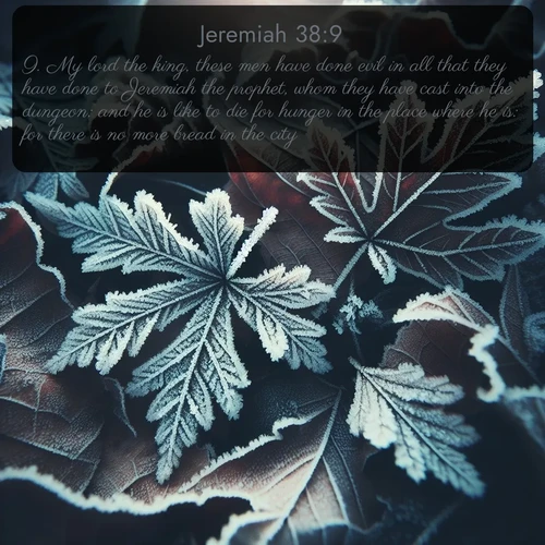 citation biblique : 9. My lord the king, these men have done evil in all that they have done to Jeremiah the prophet, whom they have cast into the dungeon; and he is like to die for hunger in the place where he is: for there is no more bread in the city.
 sur fond image nature