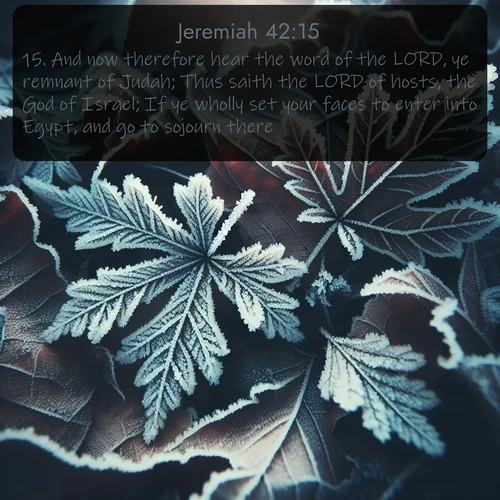 citation biblique : 15. And now therefore hear the word of the LORD, ye remnant of Judah; Thus saith the LORD of hosts, the God of Israel; If ye wholly set your faces to enter into Egypt, and go to sojourn there;
 sur fond image nature