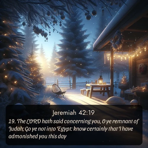 citation biblique : 19. The LORD hath said concerning you, O ye remnant of Judah; Go ye not into Egypt: know certainly that I have admonished you this day.
 sur fond image nature