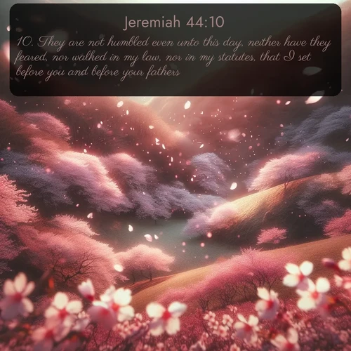 citation biblique : 10. They are not humbled even unto this day, neither have they feared, nor walked in my law, nor in my statutes, that I set before you and before your fathers.
 sur fond image nature