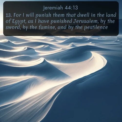 citation biblique : 13. For I will punish them that dwell in the land of Egypt, as I have punished Jerusalem, by the sword, by the famine, and by the pestilence:
 sur fond image nature