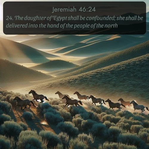 citation biblique : 24. The daughter of Egypt shall be confounded; she shall be delivered into the hand of the people of the north.
 sur fond image nature