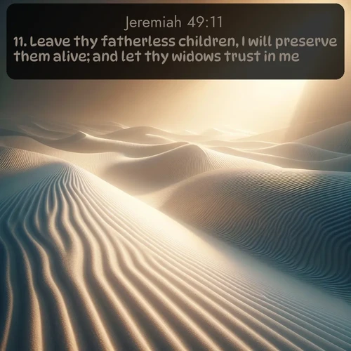 citation biblique : 11. Leave thy fatherless children, I will preserve them alive; and let thy widows trust in me.
 sur fond image nature
