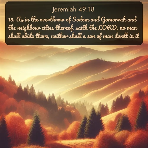 citation biblique : 18. As in the overthrow of Sodom and Gomorrah and the neighbour cities thereof, saith the LORD, no man shall abide there, neither shall a son of man dwell in it.
 sur fond image nature