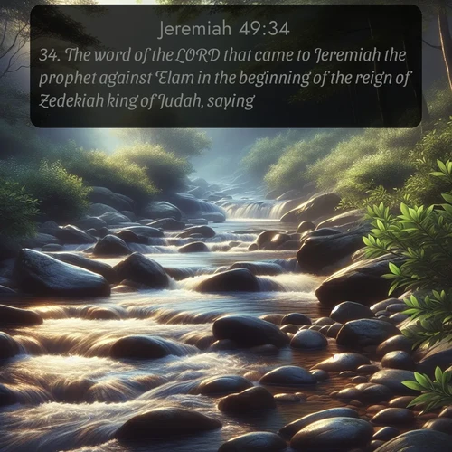 citation biblique : 34. The word of the LORD that came to Jeremiah the prophet against Elam in the beginning of the reign of Zedekiah king of Judah, saying,
 sur fond image nature