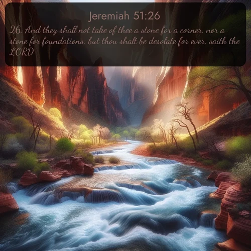 citation biblique : 26. And they shall not take of thee a stone for a corner, nor a stone for foundations; but thou shalt be desolate for ever, saith the LORD.
 sur fond image nature