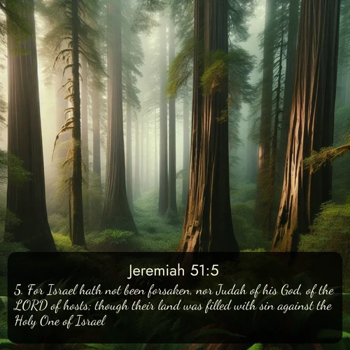 citation biblique : 5. For Israel hath not been forsaken, nor Judah of his God, of the LORD of hosts; though their land was filled with sin against the Holy One of Israel.
 sur fond image nature