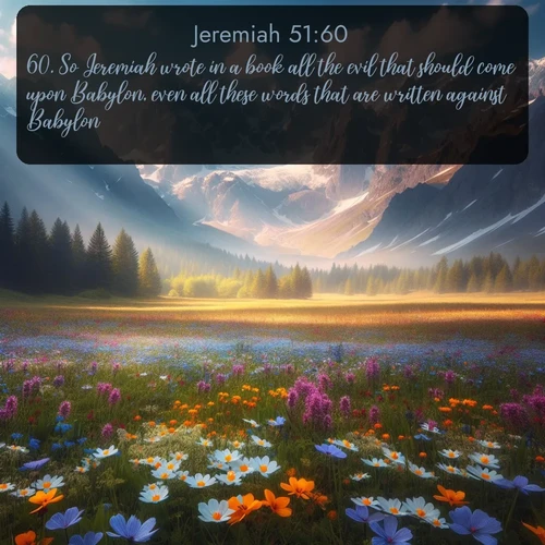 citation biblique : 60. So Jeremiah wrote in a book all the evil that should come upon Babylon, even all these words that are written against Babylon.
 sur fond image nature