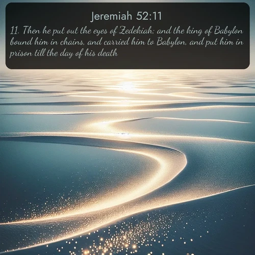 citation biblique : 11. Then he put out the eyes of Zedekiah; and the king of Babylon bound him in chains, and carried him to Babylon, and put him in prison till the day of his death.
 sur fond image nature