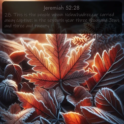 citation biblique : 28. This is the people whom Nebuchadrezzar carried away captive: in the seventh year three thousand Jews and three and twenty:
 sur fond image nature