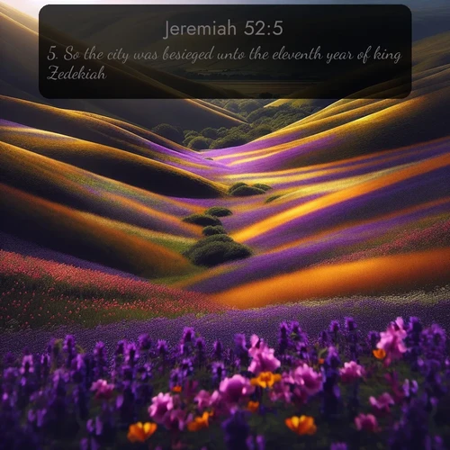 citation biblique : 5. So the city was besieged unto the eleventh year of king Zedekiah.
 sur fond image nature