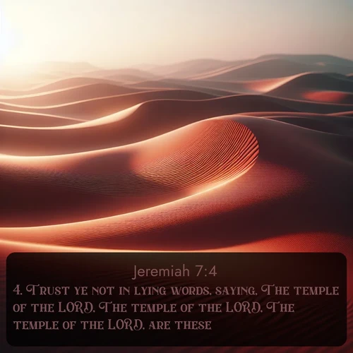 citation biblique : 4. Trust ye not in lying words, saying, The temple of the LORD, The temple of the LORD, The temple of the LORD, are these.
 sur fond image nature
