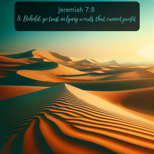 citation biblique : 8. Behold, ye trust in lying words, that cannot profit.
 sur fond image nature