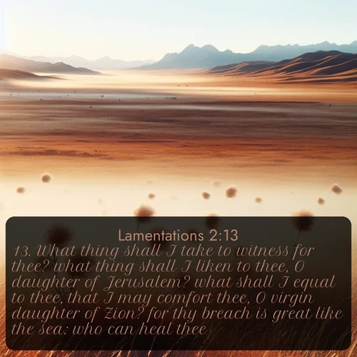citation biblique : 13. What thing shall I take to witness for thee? what thing shall I liken to thee, O daughter of Jerusalem? what shall I equal to thee, that I may comfort thee, O virgin daughter of Zion? for thy breach is great like the sea: who can heal thee?
 sur fond image nature