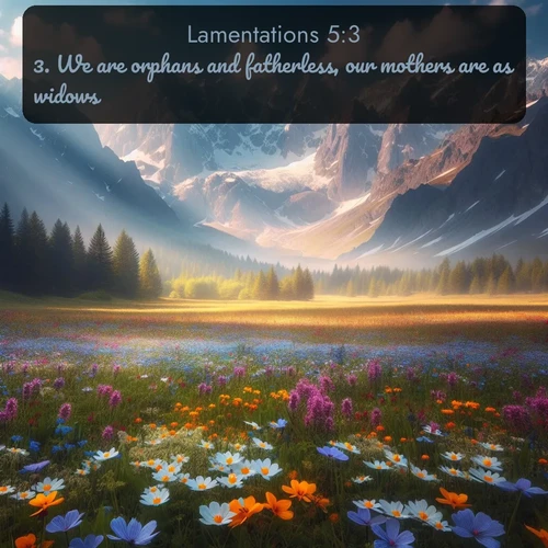 citation biblique : 3. We are orphans and fatherless, our mothers are as widows.
 sur fond image nature